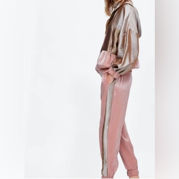 Zara Rose Gold Metallic Joggers - Picture 7 of 9